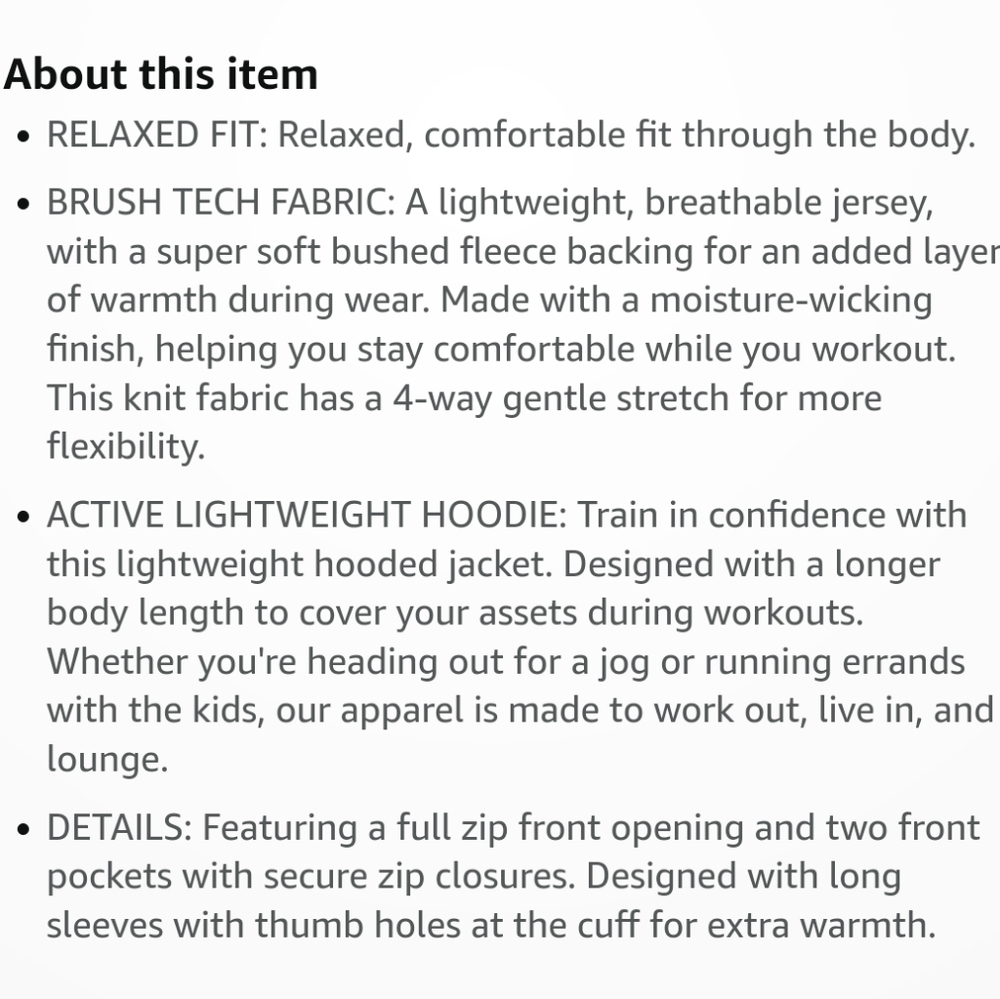 Brushed Fleece Tech Full Zip Jacket, fitted hoodie, Amazon Essentials, small - Picture 6 of 13
